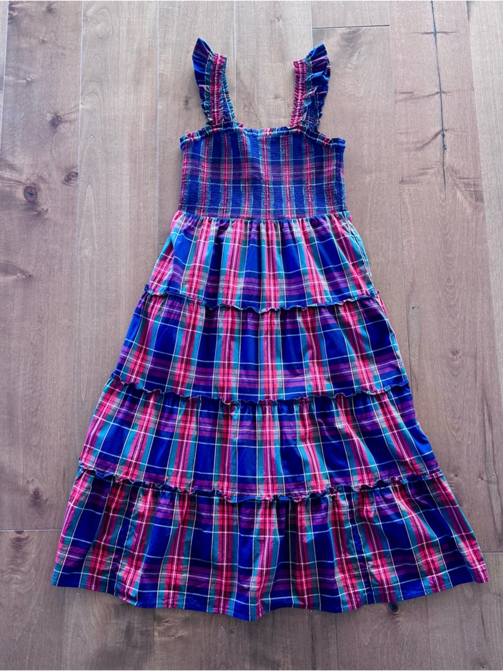 J.Crew Re-Imagined Plaid Smocked Midi Dress Small Cottagecore Pockets - Picture 10 of 13